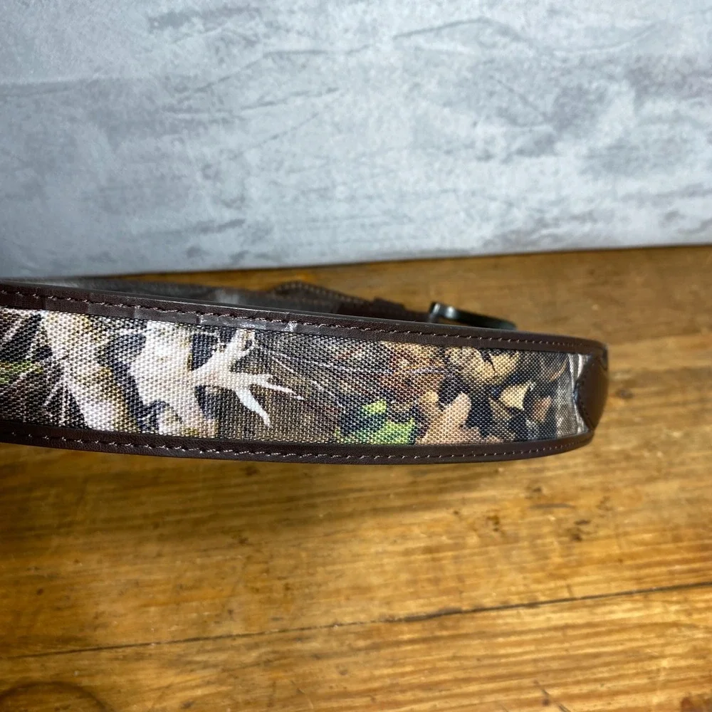 Mens Camo Canvas Belt Genuine Leather Lined Brown Trim Size 36 Hunting Outdoor